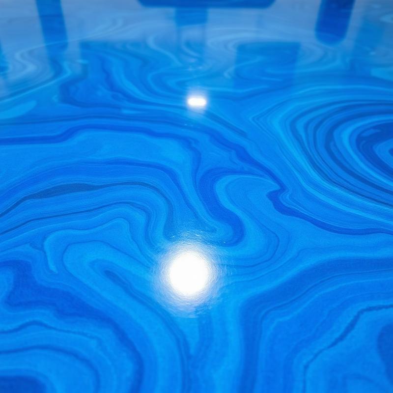 Metallic epoxy floor menifee — blue swirl finish